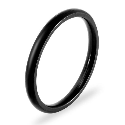 [SEIYA INTERNATIONAL] 指輪 レディース リング メンズ シンプル ステンレス 細め 2MM (ブラック, 17号)