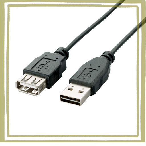 エレコム USBケーブル 延長 USB2.0 (USB A オス TO USB A メス) リバーシブルコネクタ 3M ブラック U2C-DE30BK