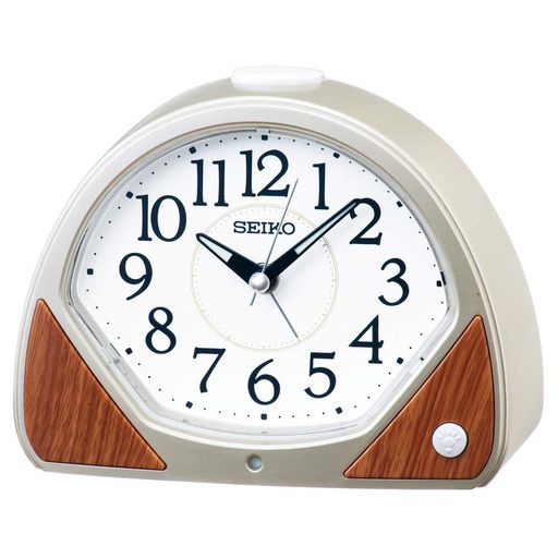 セイコークロック 置き時計 目覚まし時計 アナログ 光センサーによる自動点灯 薄金色パール 本体サイズ:11.8×15.5×7.6CM KR511G