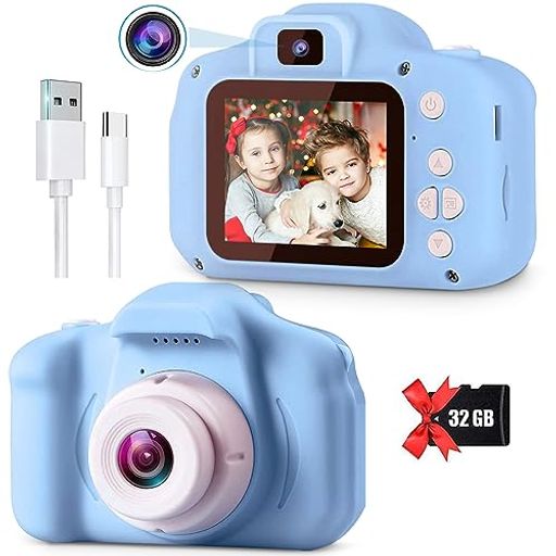 POSO キッズカメラ 子供用 デジタルカメラ 子どもトイカメラ 女の子 男の子 おもちゃ 1080P HD録画 32GB SDカード2.0インチIPS画面8倍ズ