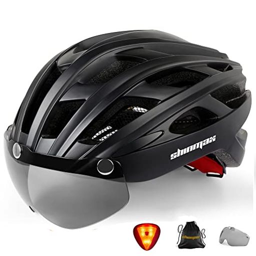 SHINMAX 自転車 ヘルメット 大人 LEDライト 磁気ゴーグル付 ロードバイク ヘルメット CPSC認定済み 57~62CM 超軽量 通勤 通学 サイクリン