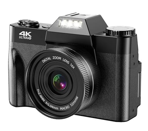 デジカメ 4K 5600万画素デジタルカメラ コンパクトAFオートフォーカス ウェブカメラ機能180度反転スクリーン ビデオカメラ 3インチ 自撮