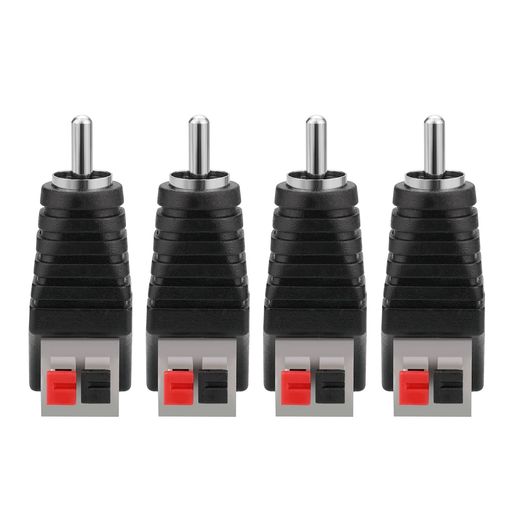 EIGHTNOO スピーカーワイヤー TO RCA アダプター 4個セット スピーカー RCA オス TO 2 端子メススプリングプレスタイプ コネクタアダプタ