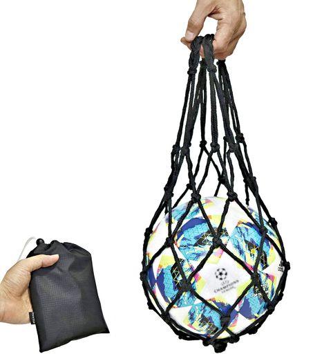 ボールネット スポーツ 球技 ボールバッグ サッカー フットサル バスケ バレーボール 持ち運び 便利 簡易 網袋 ポータブル ボール ホルダ