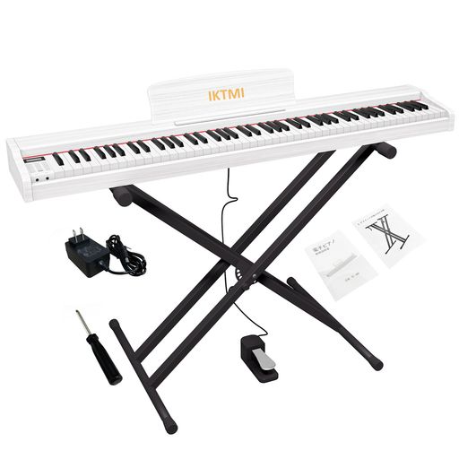 IKTMI 電子ピアノ 88鍵盤 電子 ピアノ 木製 88鍵 電子ピアノスタンドセット 携帯 PIANO MIDI対応 ポータブルピアノ 初心者 子供 ペダル付