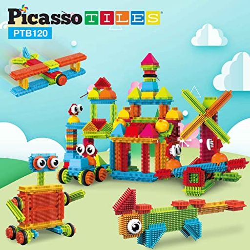 PICASSOTILES () PTB120 120ピース ブラシ形状 3D 建築ブロック タイル 建築 おもちゃセット 学習 プレイセット STEM 玩具セット 知育キ
