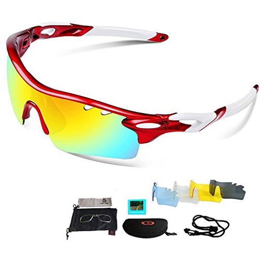 スポーツサングラス 偏光レンズ UV400 超軽量 交換レンズ5枚 自転車/釣り/野球/ゴルフ/ランニング/ロードバイク/ドライブ/登山/サバゲー