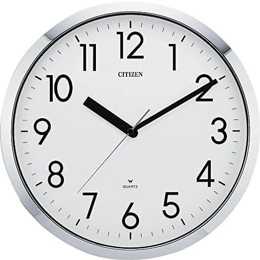 シチズン 掛け時計 アナログ スペイシーM522 強化 防滴 防塵 オフィス 銀色 CITIZEN 4MG522-050