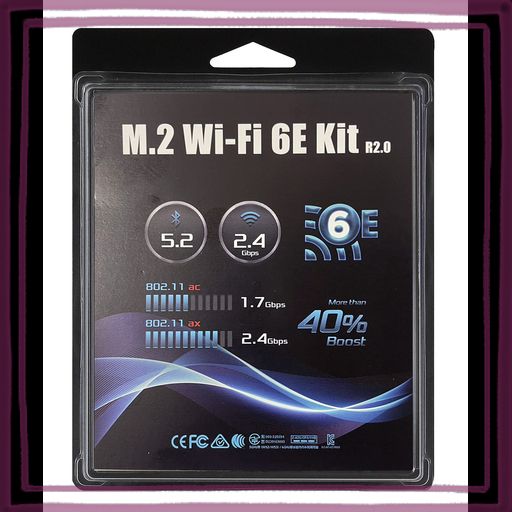 ASROCK INTEL WIFI 6E AX210 MODULE & アンテナ・ケーブル セット/DESK MINI シリーズにWIFI 環境を追加/M.2WIFI6EKIT (AX210) DESKM R2.
