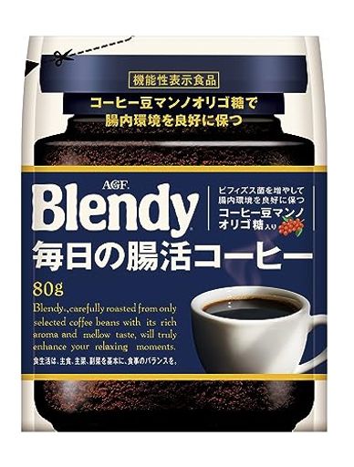 AGF ブレンディ 毎日の腸活コーヒー袋 80G 【 インスタントコーヒー 】 【 水に溶ける 】 【 詰め替え 】 【 マンノ オリゴ糖 】