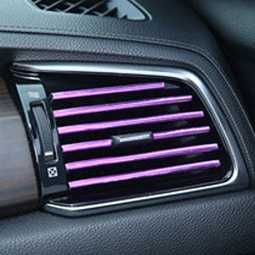 A'STOOL 車用 エアコンルーバー 吹出し口に装着 ドレスアップ アクセサリー 10本セット 紫色 メタリック