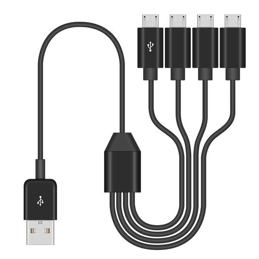 DUTTEK マイクロUSB充電ケーブル、4 IN 1 MICRO USBケーブル、MICRO USB分岐ケーブル、USB2.0タイプA - MICRO USBポートコネクターデータ