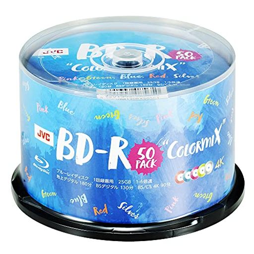 JVCケンウッド 1回録画用 ブルーレイディスク BD-R 25GB 50枚 5色カラーミックス (ツートンカラーディスク採用)片面1層 1-6倍速 VBR130RX