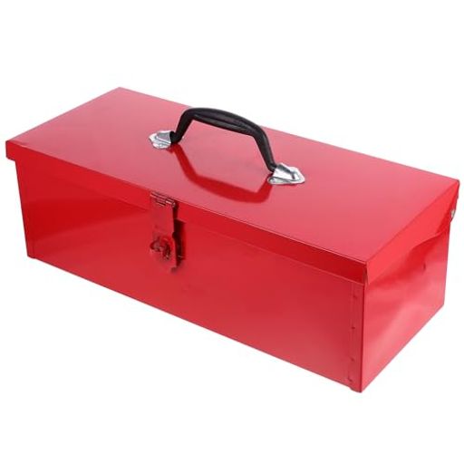 GANAZONO 工具箱 ツールボックス 工具収納ケース 大容量 赤 工具入れ ボックス 横持ち 金属製 工具箱 トランク型工具 金属ラッチ付き ポ
