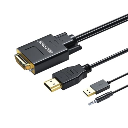 安心の日本企業 適格請求書発行可 HDMI VGA変換ケーブル 1.8M HDMI VGA 1080P 60HZ 24K金メッキコネクタ ミラーモード 複製モード 変換