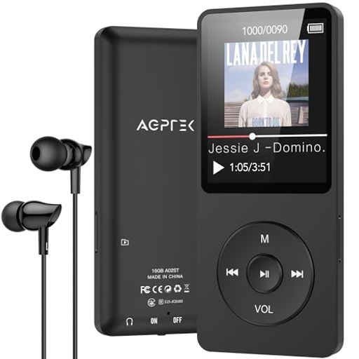 MP3プレーヤー BLUETOOTH5.3 AGPTEK ウォークマン HIFI 内蔵16GB SDカード対応 40時間長再生時間 軽量 コンパクト FMラジオ ダイレクト録