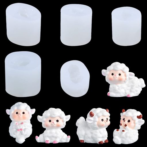 KOONAFY 羊 立体 シリコンモールド 5個セット 動物 小さな羊 キャンドル アロマストーン 石膏 オーナメント ペンダント 置物 掛け飾り 可