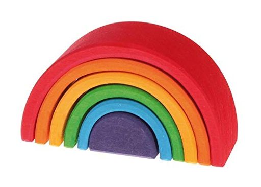 グリムGRIMM'S 玩具 おもちゃ 知育玩具 積み木 インテリア 見立て遊び 虹 レインボー 高さ5.5×幅10.5×奥行4CM 虹色トンネル 小