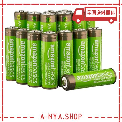 amazonベーシック 充電式電池 充電池 単3形 最小容量2,400mah 充電済み 400回まで充電可能 16本パック