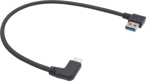オーディオファン USBケーブル USB3.0 GEN1 USB-C ケーブル 両端子L字型 USB-A - USB-C L字C 約30CM ブラック