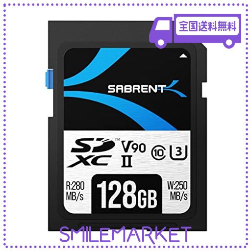 SABRENT SDカード 128GB、SDカード V90、メモリーカード、UHS-IIメモリーカード、280MB/秒の高速転送、キヤノン、富士フイルム、パナソニ