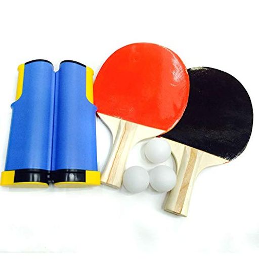 卓球ネット セット 卓球台 ラケット ピンポン ネット 簡単設置 ポータブル 卓球セット (ラケット×2本 伸縮ネット×1 ボール×3個)