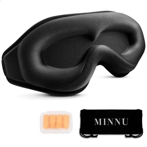 MINNU アイマスク 睡眠用 3D立体型 目隠し 安眠 遮光率99.99％ 通気性 圧迫感なし 柔らかい シルク質感 低反発素材 サイズ調整可能 軽量