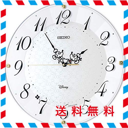 セイコークロック 掛け時計 キャラクター 大人ディズニーミッキーマウス ミニーマウス 電波 白パール 直径327×46MM FS513W
