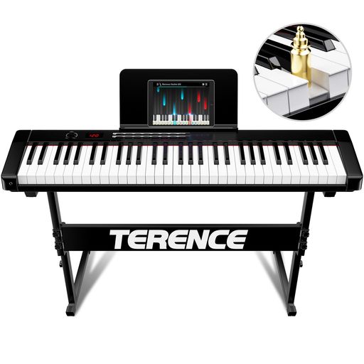 TERENCE 電子ピアノ 61鍵盤 改良モデル キーボードピアノ タッチレスポンス鍵盤 MIDI対応 ステレオスピーカー搭載 電子キーボード メトロ