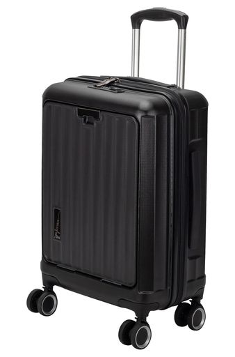 [トラベリスト] スーツケース ジッパーキャリー ワンタッチフロントオープン 機内持ち込みサイズ 33リットル ブラック