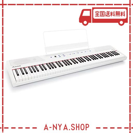 【amazon限定ブランド】888m alesis 電子ピアノ 88鍵盤 セミウェイト コンパクト 電池駆動 スピーカー内蔵 初心者 レッスン機能 recital