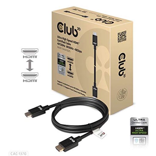 CLUB3D HDMI 2.1 4K120HZ 8K60HZ 48GBPS MALE/MALE 1.5M ULTRA ウルトラ ハイスピード 認証ケーブル (CAC-1370)