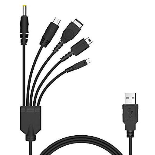 5 IN 1 USB 充電ケーブル ニンテンドー NEW 3DS(XL/LL), 3DS(XL/LL), 2DS, DSI(XL/LL), GBA SP, WII U, PSP 1000/2000/3000に対応充電ケ