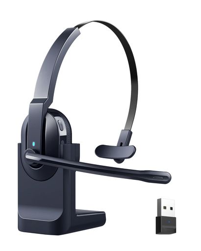 ヘッドセット BLUETOOTH 5.0 ワイヤレス マイク USBドングル/アダプタ 付き 片耳 通話ノイズキャンセリング ミュート機能付き 接続簡単
