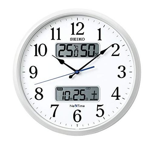 セイコークロック 掛け時計 05:白パール 01:直径35cm 電波 アナログ カレンダー 温度 湿度 表示 セイコーネクスタイム zs250w
