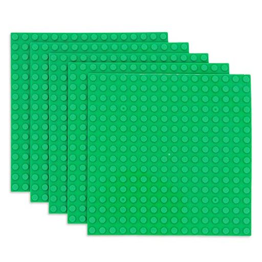 INIBUD 基礎板 ブロック プレート クラシック 互換性 16×16ポッチ 収納しやし 5枚セット (グリーン)