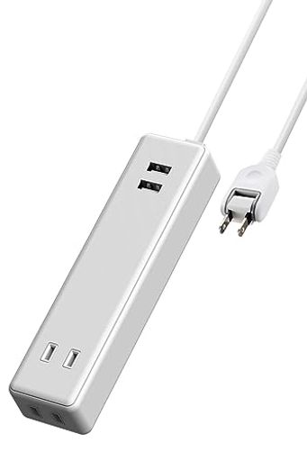エレコム 電源タップ USBタップ 2.4A (USBポート×2 コンセント×2) 1.5M ホワイト ECT-0915WH