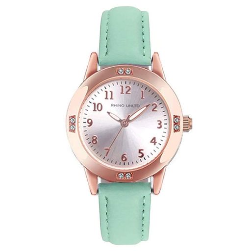 ガールズ腕時計 レディース腕時計 女性時計 ファッション 人気 可愛い 革バンド 夜光 クオーツ 女の子 腕時計 (グリーン)