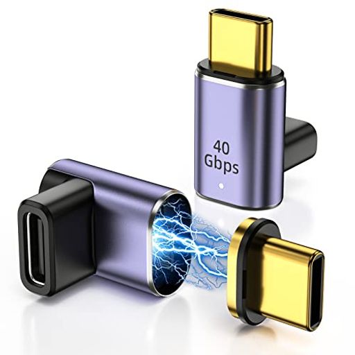 USB C磁気アダプタ（2個セット）24ピン直角USB C 90度アダプタ、PD 100W USB4 40GBPS 8K 60HZビデオ、THUNDERBOLT 4 MACBOOK PRO/AIR、ST