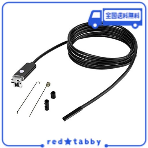 【ノーブランド 品】 防水 USB接続エンドスコープ（内視鏡） LEDライト付き - ブラック, 2メートル