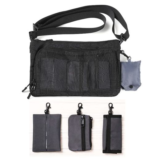 [RUA-AOYAMA-] メンズ サコッシュ ポーチ 財布 コインケース キーケース エコバッグ ティッシュケース 小物一体型 バッグ