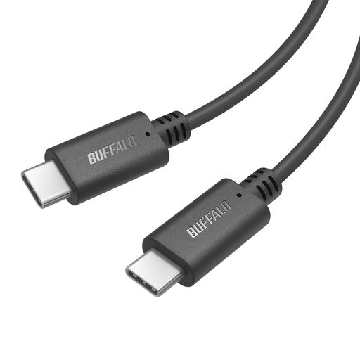 バッファロー USB TYPE C ケーブル USB-C & USB-C 2.0 ケーブル 1.0M 60W PD対応 充電 IPHONE 15 / 15 PRO スマホ タブレット ブラック B