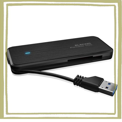 エレコム ポータブルSSD 480GB USB3.2(GEN1)対応 PS5/PS4(メーカー動作確認済) ケーブル収納 データ復旧サービスLITE付 ブラック ESD-EC0
