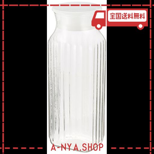 IWAKI(イワキ) 耐熱ガラス ピッチャー 冷水筒 ホワイト 1L 茶こしなし 角型サーバー 麦茶 お茶 ポット KT296K-W