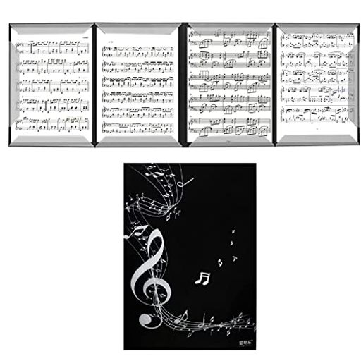 サムコス 楽譜ファイル A4サイズ 反射しない 4面 6枚収納 楽譜を 取り出さずに書き込み可能 ファイル 電子ピアノ アクセサリー (ブラック