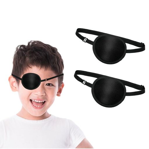 LIROYAL 眼帯 シングルアイパッチ (2個入り) 片目眼帯 両目用 立体 調節可能 遮光 大人 子供 弱視 斜視 視力矯正 視力検査 (黒)