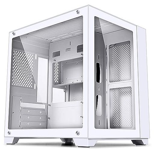 KEDIERS PCケース ミドルタワー PCケース 強化ガラスモデル MICRO-ATX ホワイト,ファンは含まれない,H08