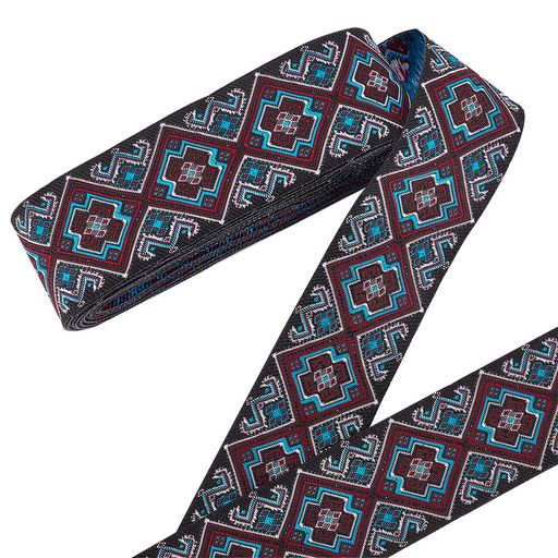 PH PANDAHALL 7M（7.66ヤード）ブルー ジャカード リボン 装飾 4.9CM（1-7/8インチ）フローラル刺繍 織リボン ボーホー 布 裁縫 リボン