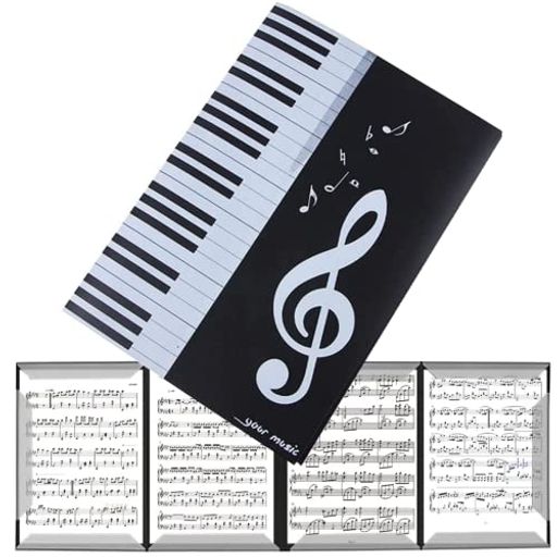 楽譜ファイル A4サイズ 6枚収納可 4ページ展開 書き込みできる 譜面ファイル 楽譜ホルダー 見開き 反射防止 カバー ピアノ 電子ピアノ ア