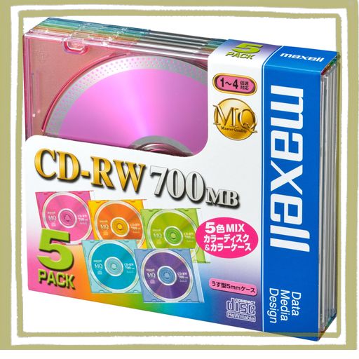 MAXELL データ用 CD-RW 700MB 4倍速対応 カラーミックス 5枚 5MMケース入 CDRW80MIX.1P5S